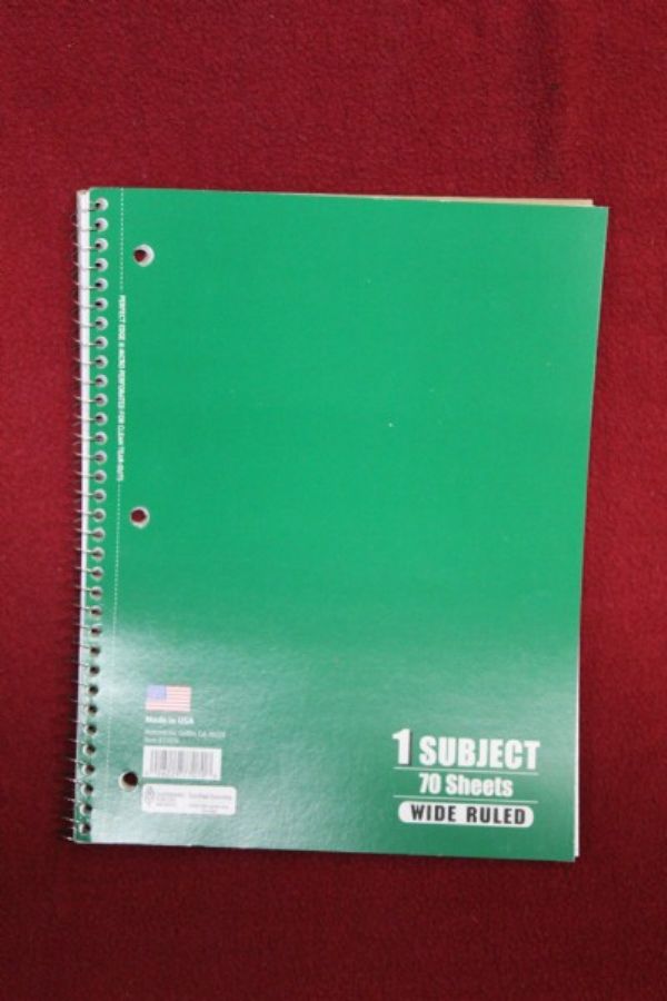 GREEN Wide-Ruled Spiral Notebook